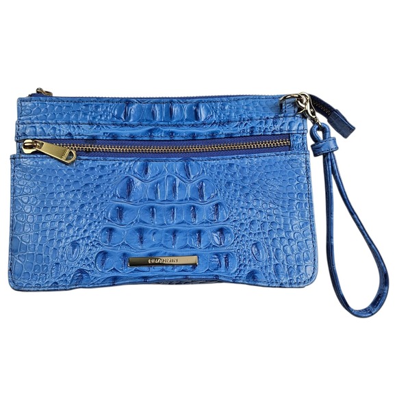 Brahmin Handbags - Brahmin Blue Vibrant Azure Melbourne Clutch Wristlet Crocodile Embossed Leather